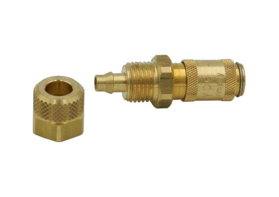 quick coupling ND 2.7 to 4x6 braided air hose brass